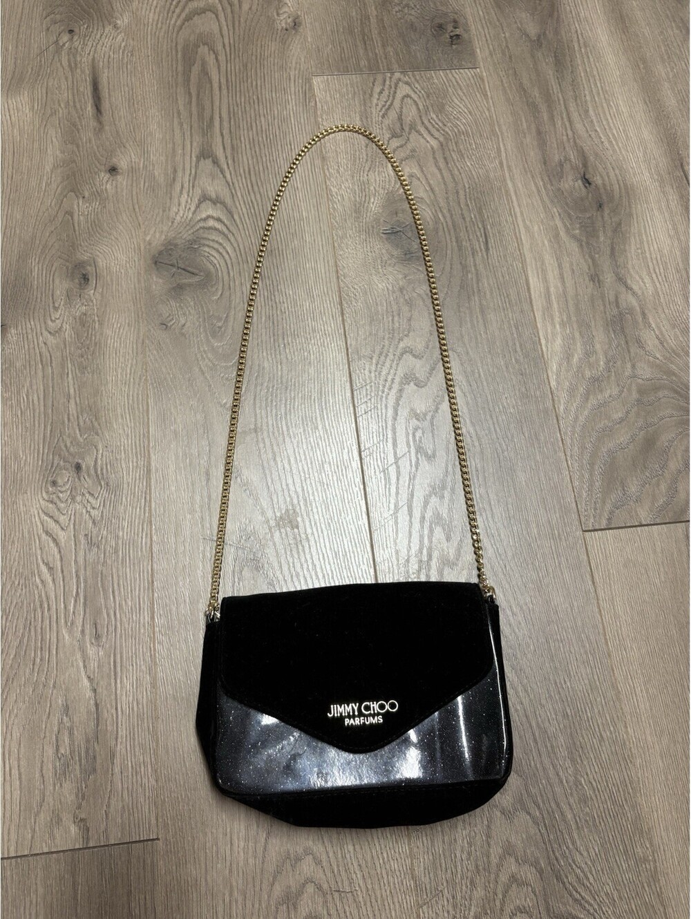 Jimmy Choo Parfums Black Evening Bag Gold Chain Clutch Gift Promo Purse